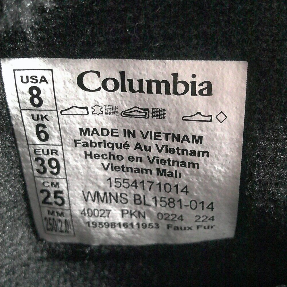 Columbia Ice Maiden II Black Quilted Waterproof Lace up Snow Winter Boots SZ 8 - Picture 8 of 12